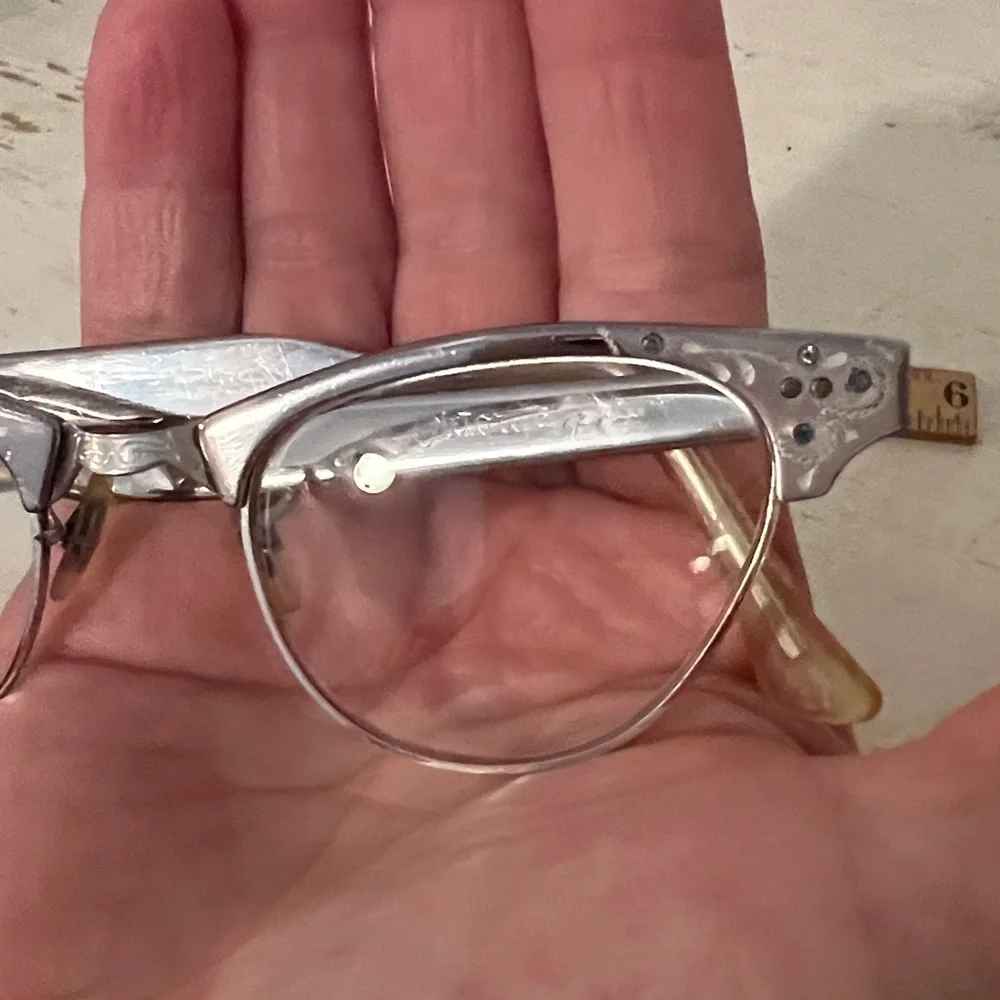 50s 12k Gold Filled Aluminum Art Craft Cat eye frames eye glasses 5 1/2 44